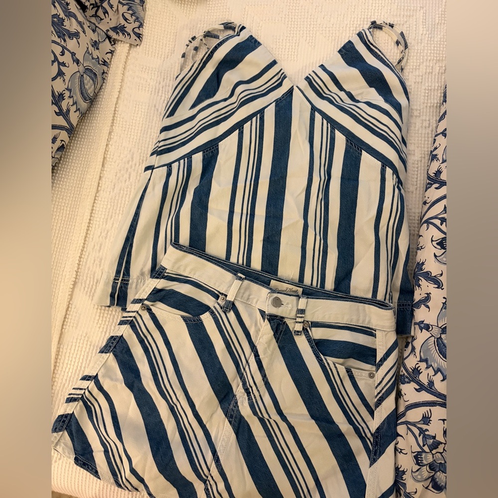 Target Blue and White Striped Women’s Tank and Shorts Set